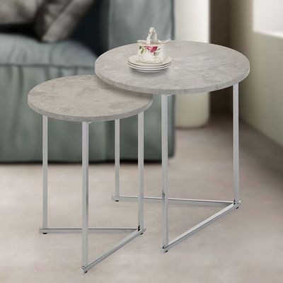 Mesen Nesting Table - Set of 2 - Grey - With 2-Year Warranty 