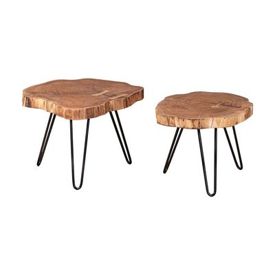 Live Coffee Table - Set of 2 - Light Brown - With 2-Year Warranty