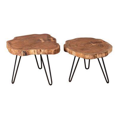 Live Coffee Table - Set of 2 - Light Brown - With 2-Year Warranty