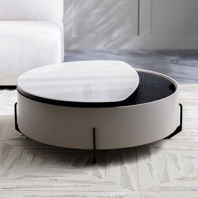 Arlong Round Coffee Table with Storage - Grey and black