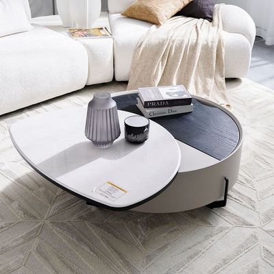 Arlong Round Coffee Table with Storage - Grey and black