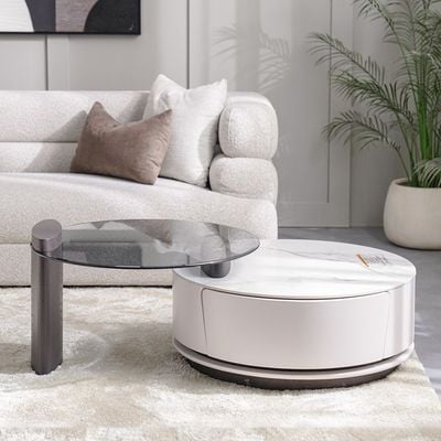 Reva Coffee Table + End Table Set - Grey/Black - With 2-Year Warranty