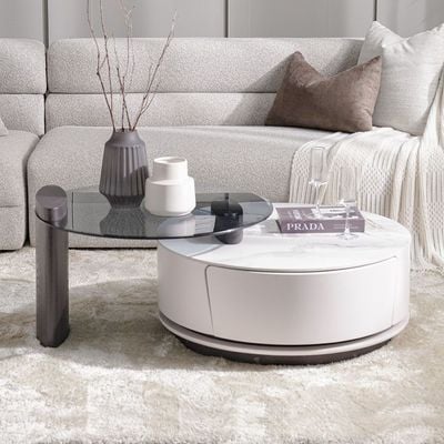 Reva Coffee Table + End Table Set - Grey/Black - With 2-Year Warranty