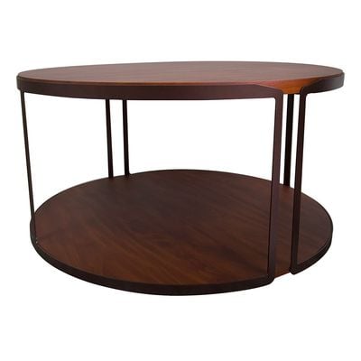 Venveto Round Coffee Table - Walnut/Black - With 2-Year Warranty