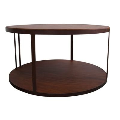 Venveto Round Coffee Table - Walnut/Black - With 2-Year Warranty