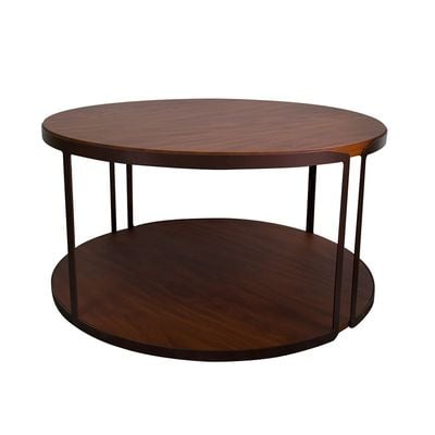 Venveto Round Coffee Table - Walnut/Black - With 2-Year Warranty