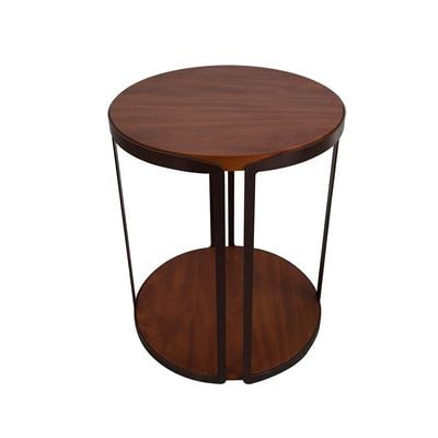 Venveto Round End Table - Walnut - With 2-Year Warranty