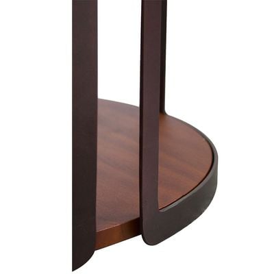 Venveto Round End Table - Walnut - With 2-Year Warranty