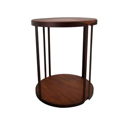 Venveto Round End Table - Walnut - With 2-Year Warranty