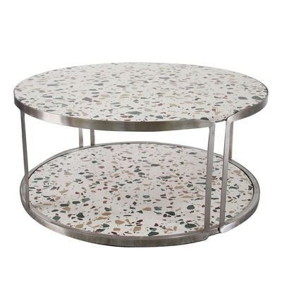 Venveto Round Coffee Table - White Pattern - With 2-Year Warranty