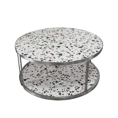 Venveto Round Coffee Table - White Pattern - With 2-Year Warranty