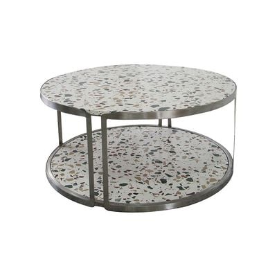 Venveto Round Coffee Table - White Pattern - With 2-Year Warranty