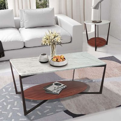 Esildur Coffee Table - White/Walnut - With 2-Year Warranty