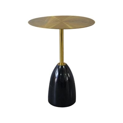 Dobler Round Side Table - Gold/Black - With 2-Year Warranty