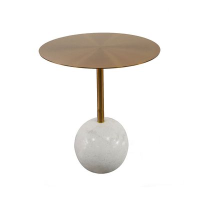 Trazo Round Side Table - Gold/White - With 2-Year Warranty