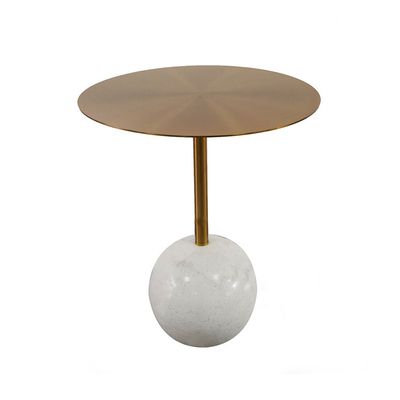 Trazo Round  Side Table - Gold / White