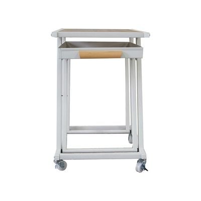 Luther Side Table - Light Oak/White - With 2-Year Warranty