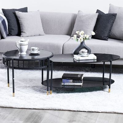 Gibbon Coffee Table Set - Set of 2 - Black - With 2-Year Warranty