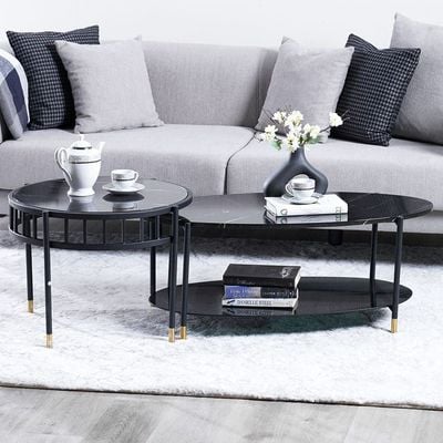Gibbon Coffee Table Set - Set of 2 -  Black - With 2-Year Warranty