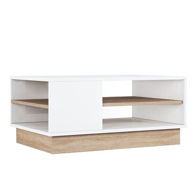 Camillo Centre Table - High Gloss White/Light Oak - With 2-Year Warranty