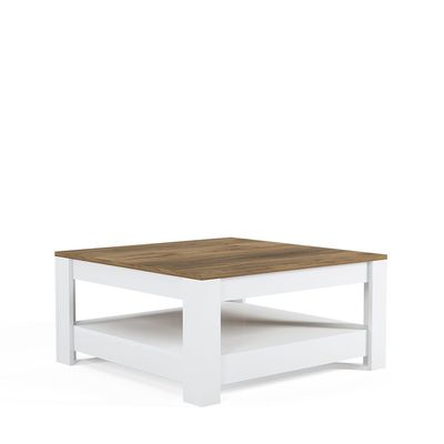 Grado Square Centre Table - High Gloss White/Walnut - With 2-Year Warranty