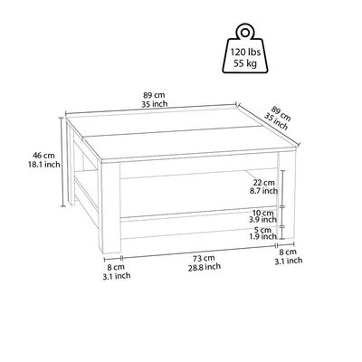 Grado Square Centre Table - High Gloss White/Walnut - With 2-Year Warranty