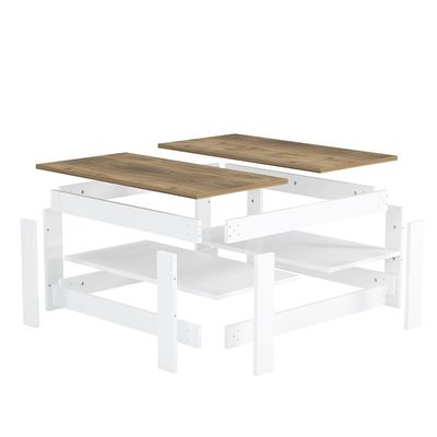 Grado Square Centre Table - High Gloss White/Walnut - With 2-Year Warranty