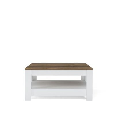 Grado  Square Centre Table- High Gloss White/Walnut