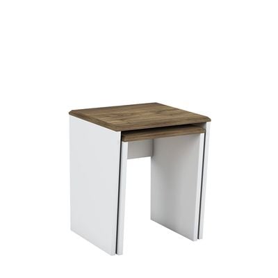 Grado Set Of 2 Nest Of Table - High Gloss White/Walnut