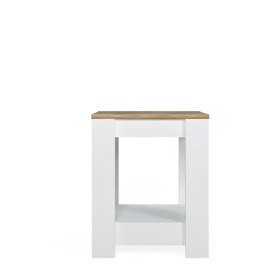 Grado Square Side Table - High Gloss White/Walnut - With 2-Year Warranty