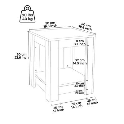 Grado Square Side Table - High Gloss White/Walnut - With 2-Year Warranty