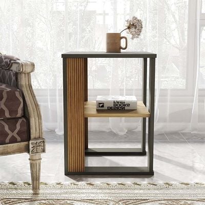 Leroy Side Table - Anthracite/Walnut - With 2-Year Warranty