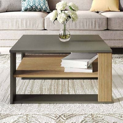 Leroy Square Centre Table- Anthracite/Walnut - With 2-Year Warranty