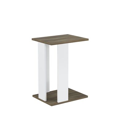 Lima Side Table - High Gloss White/Light Oak - With 2-Year Warranty