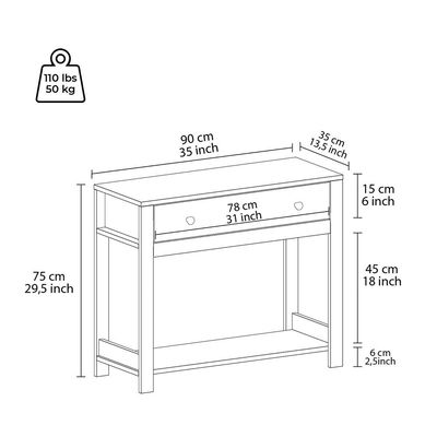 Pearson Console Table with Drawer - Anthracite/Walnut - With 2-Year Warranty