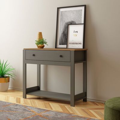 Pearson Console Table with Drawer - Anthracite/Walnut - With 2-Year Warranty