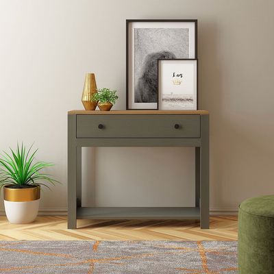 Pearson Console Table with Drawer - Anthracite/Walnut - With 2-Year Warranty