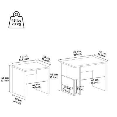 Prugia Nest of Tables - Set of 2 - High Gloss White/Walnut - With 2-Year Warranty