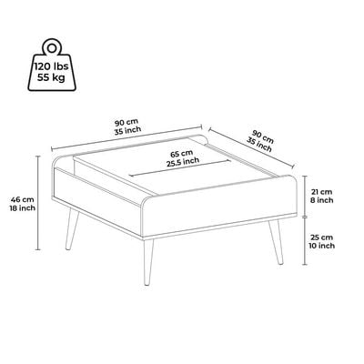 Prugia Square Coffee Table - High Gloss White/Light Oak - With 2-Year Warranty