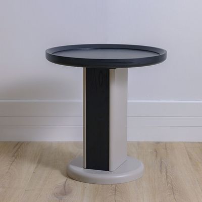 Cavalli Round Side Table - Black/Cream - With 2-Year Warranty