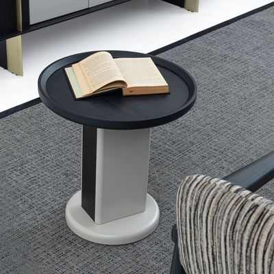 Cavalli Round Side Table - Black/Cream - With 2-Year Warranty