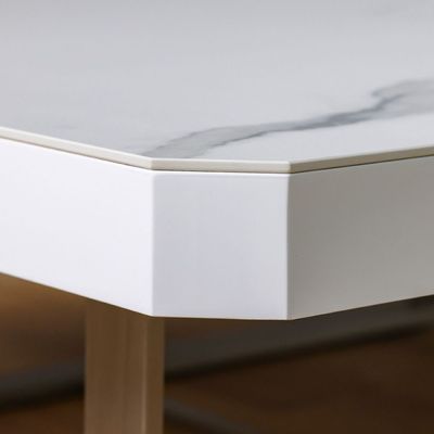 Monarch Square Coffee Table - White/Brushed Silver - With 2-Year Warranty