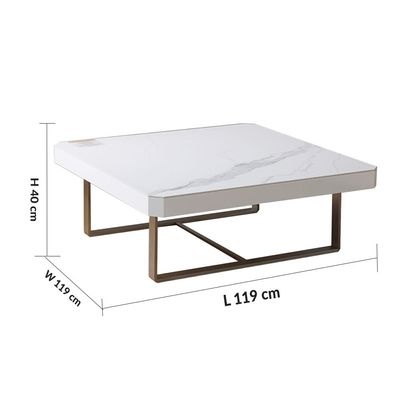 Monarch Square Coffee Table - White/Brushed Silver - With 2-Year Warranty