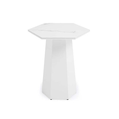 Monarch End Table-White / Brushed Silver