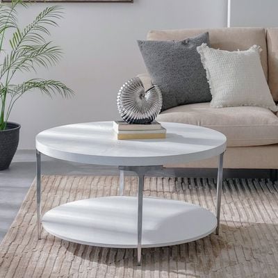 Mello Round Coffee Table - Grey/Silver - With 2-Year Warranty