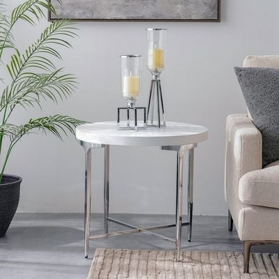 Mello Round End Table - Grey/Silver - With 2-Year Warranty