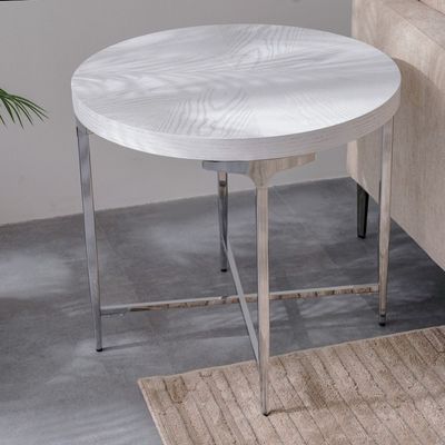 Mello Round End Table - Grey/Silver - With 2-Year Warranty