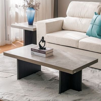 Pletora Coffee Table - Cement Grey/Dark Oak - With 2-Year Warranty