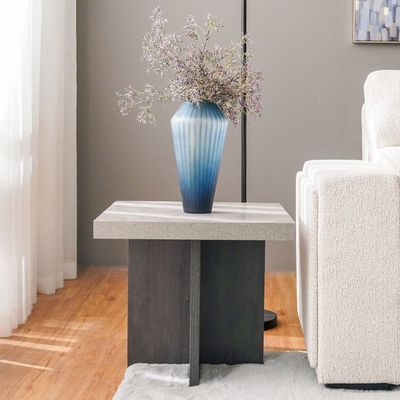 Pletora End Table - Cement Grey / Dark Oak