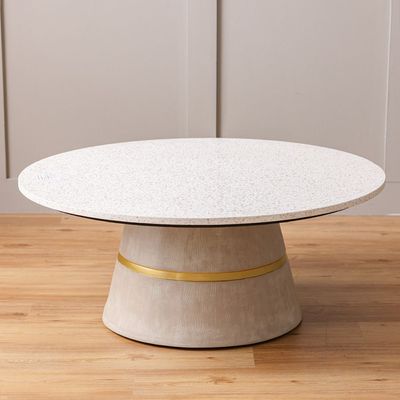 Margaret Round Coffee Table - Beige / Terrazo / Gold